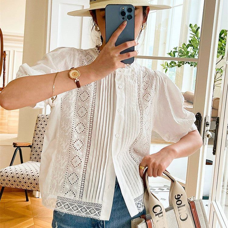 European And American New Women's French White Embroidered Shirts - Jointcorp