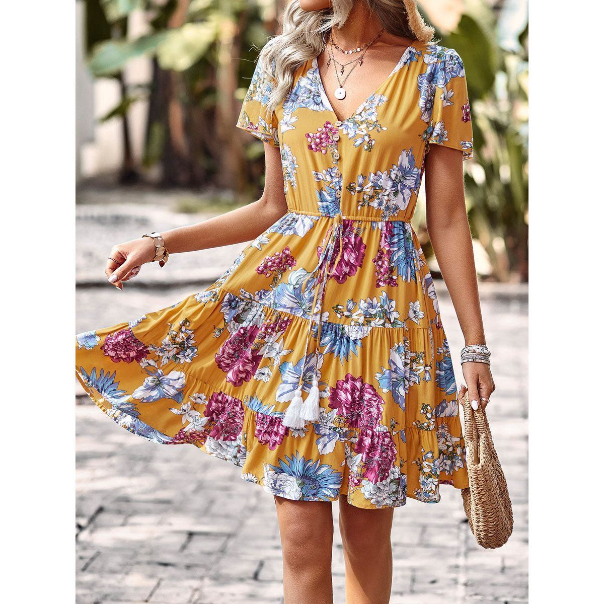 Women Summer Casual Printed Maxi Dress Party Evening Dresses - Jointcorp