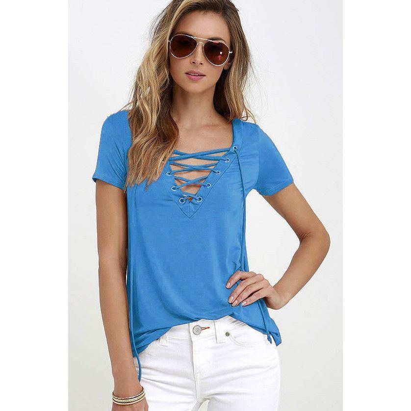 Women's Fashion Casual Solid Color Short-sleeved Tops