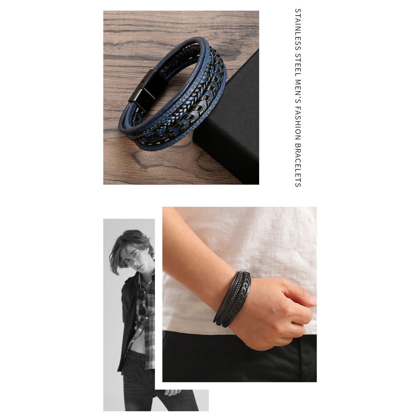 Fashion Jewelry Multi-layer Leather Rope Woven Bracelet - Jointcorp