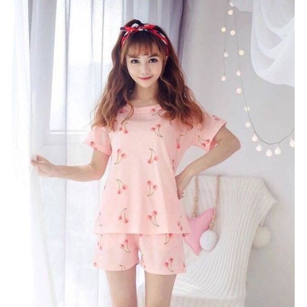 Women Pajamas Set Thin Short Sleeve Cute Sleepwear Homewear - Jointcorp