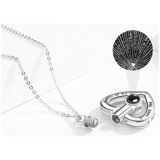 Pendant w/ 100 Lang. Proj., Heart-Shaped, Simple Personality