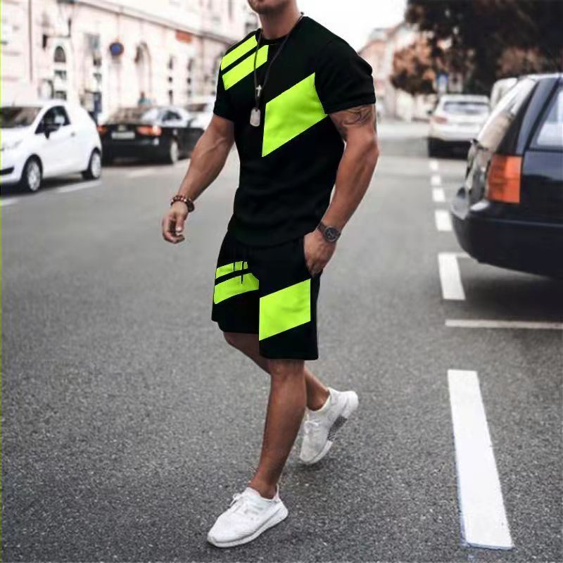 Men's Loose Fashion Casual Round Neck T-shirt Two-piece Set - Jointcorp