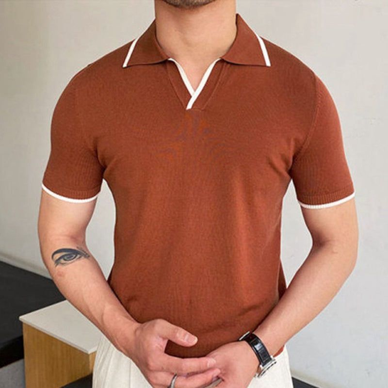 Men's Summer Red Lapel Knitwear - Jointcorp