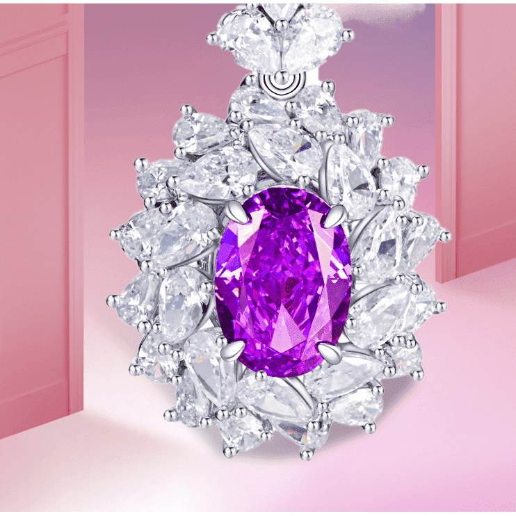 S925 Silver Cubic Zirconia Purple Necklace Women - Jointcorp