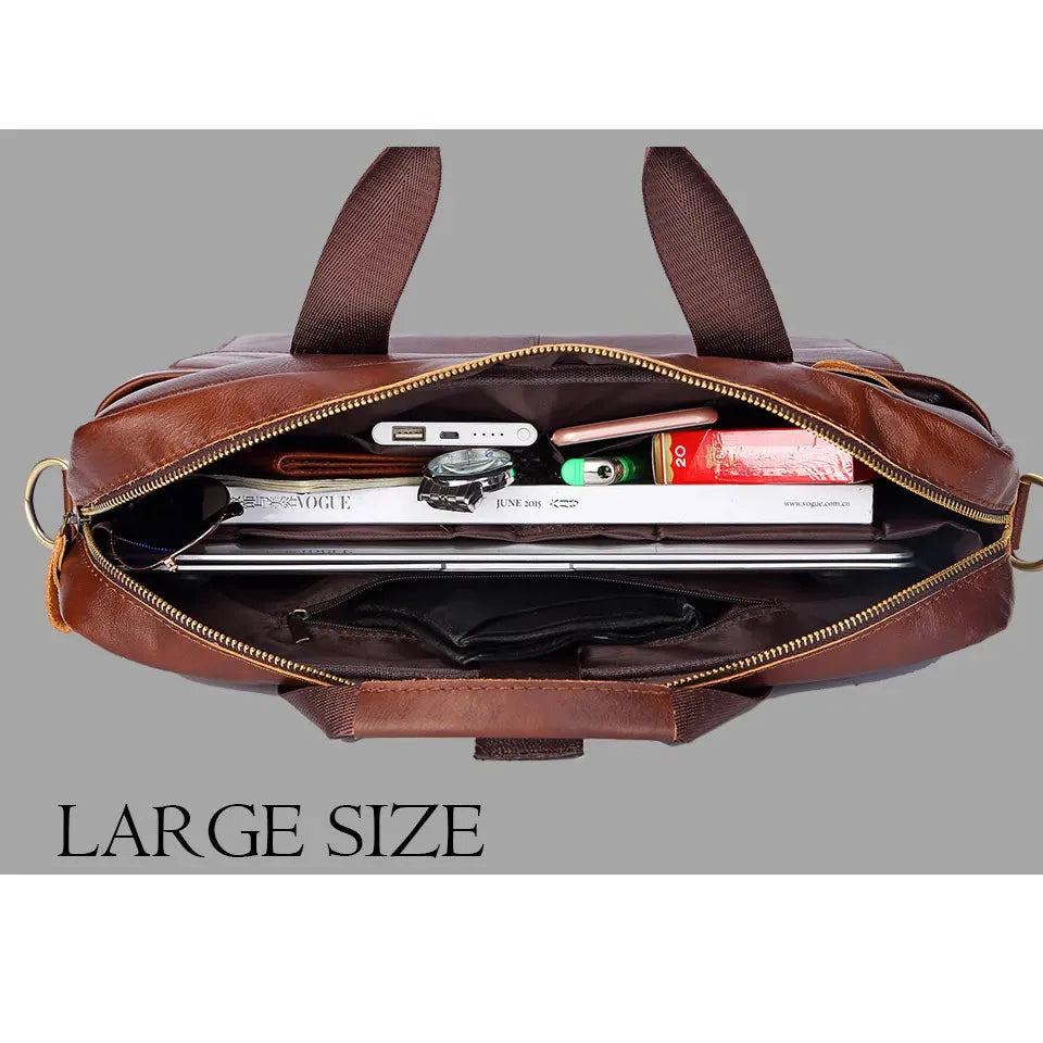 Handbags Casual Leather Laptop Bags Male Business Travel