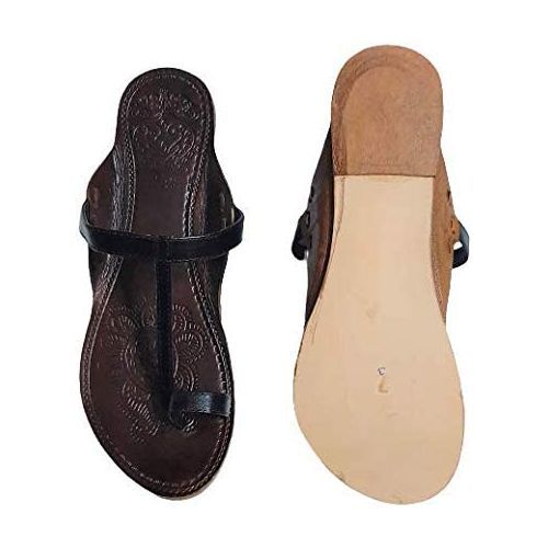EthnicVibes Women's Kolhapuri Soft Leather Chappal Ethnic Indian Jutti Khussa ST5270 Flat Shoes US Size 6-11
