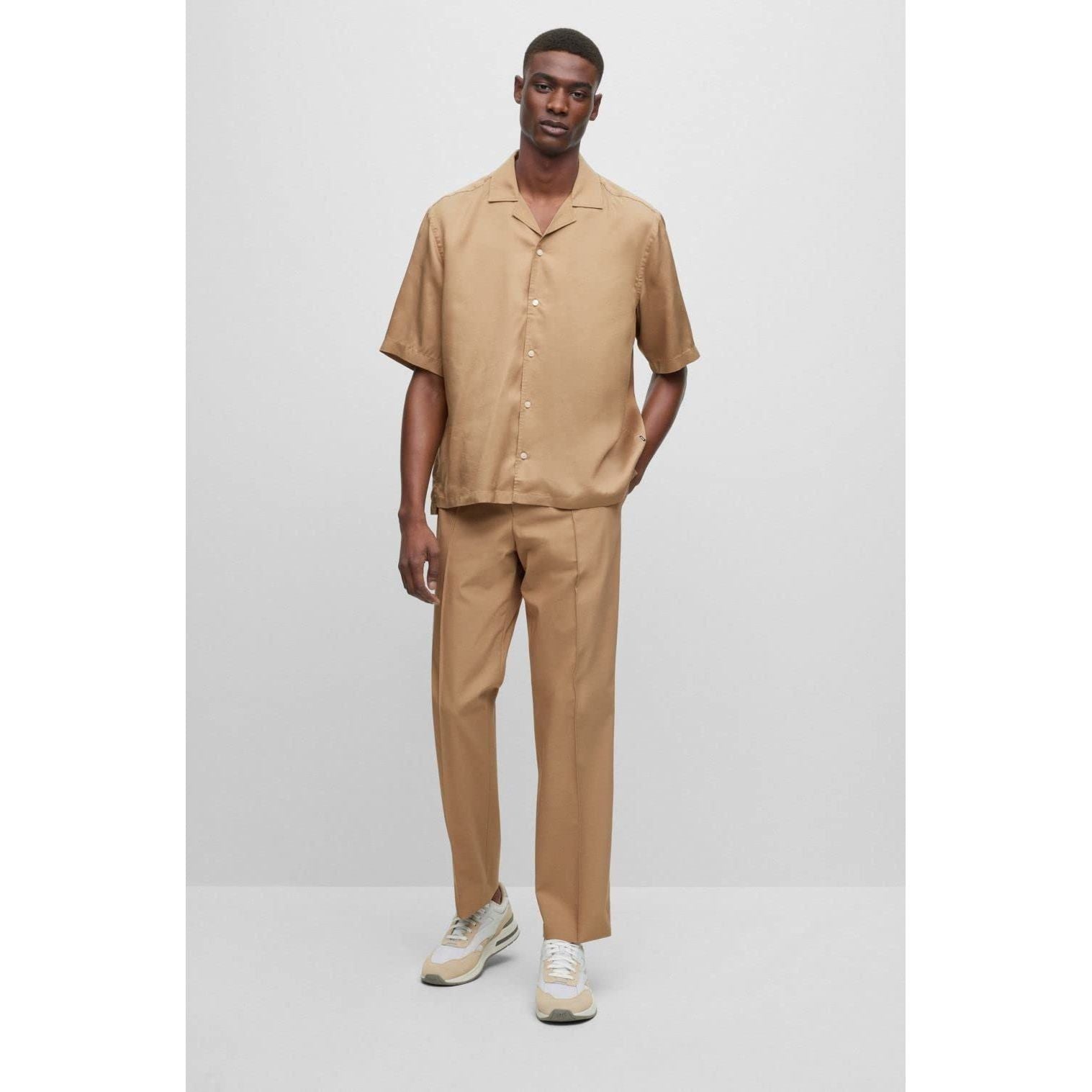 BOSS Mens Kurt Runn Mixed-Material lace-up Trainers with Suede Trims Size