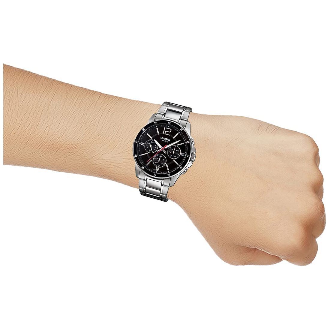 Casio Men's Dial Stainless Steel Band Watch - MTP-1374D-1AVDF