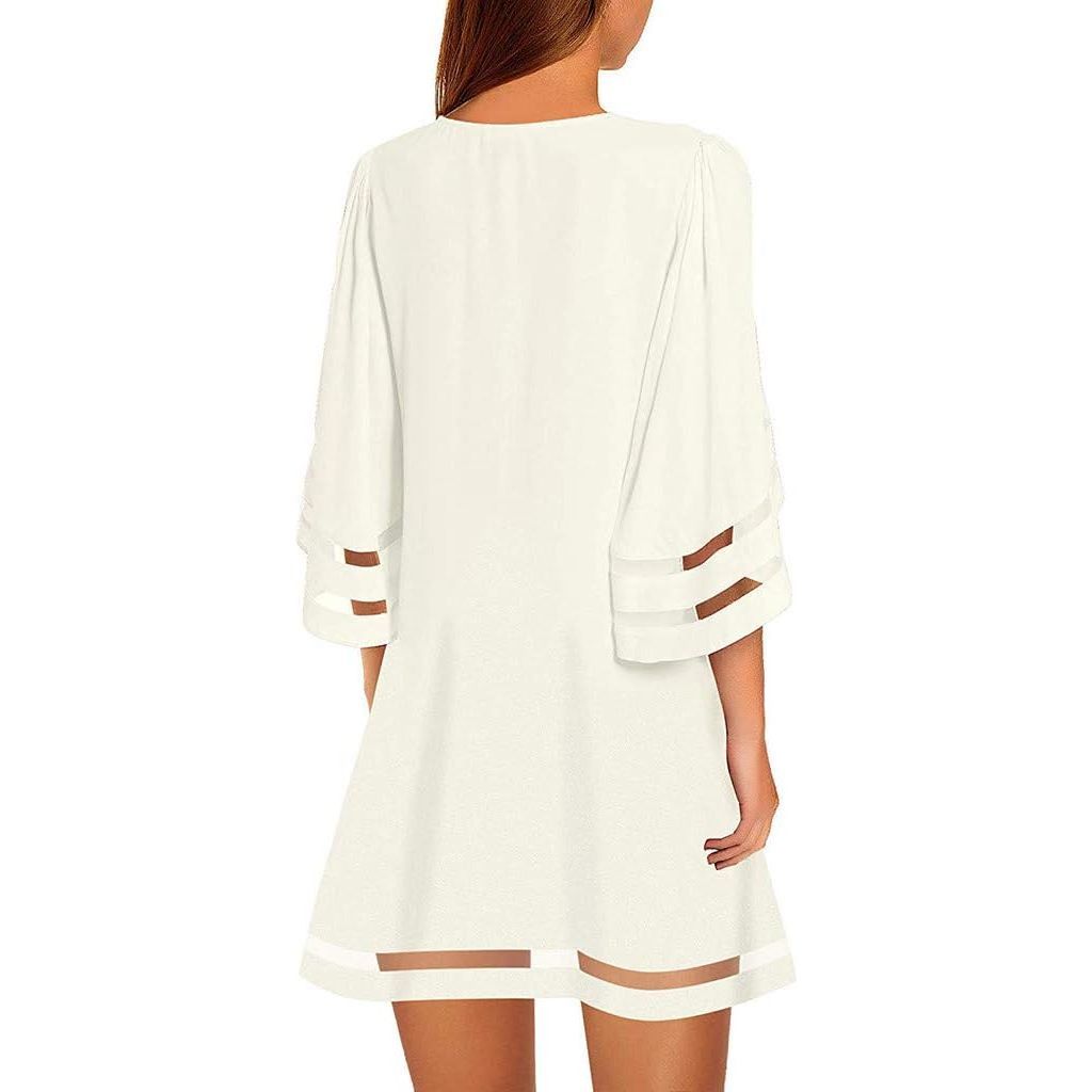 Foowni Women Fashion Lace Elegant Mother of Bride Dress Knee Length Plus Size Dress