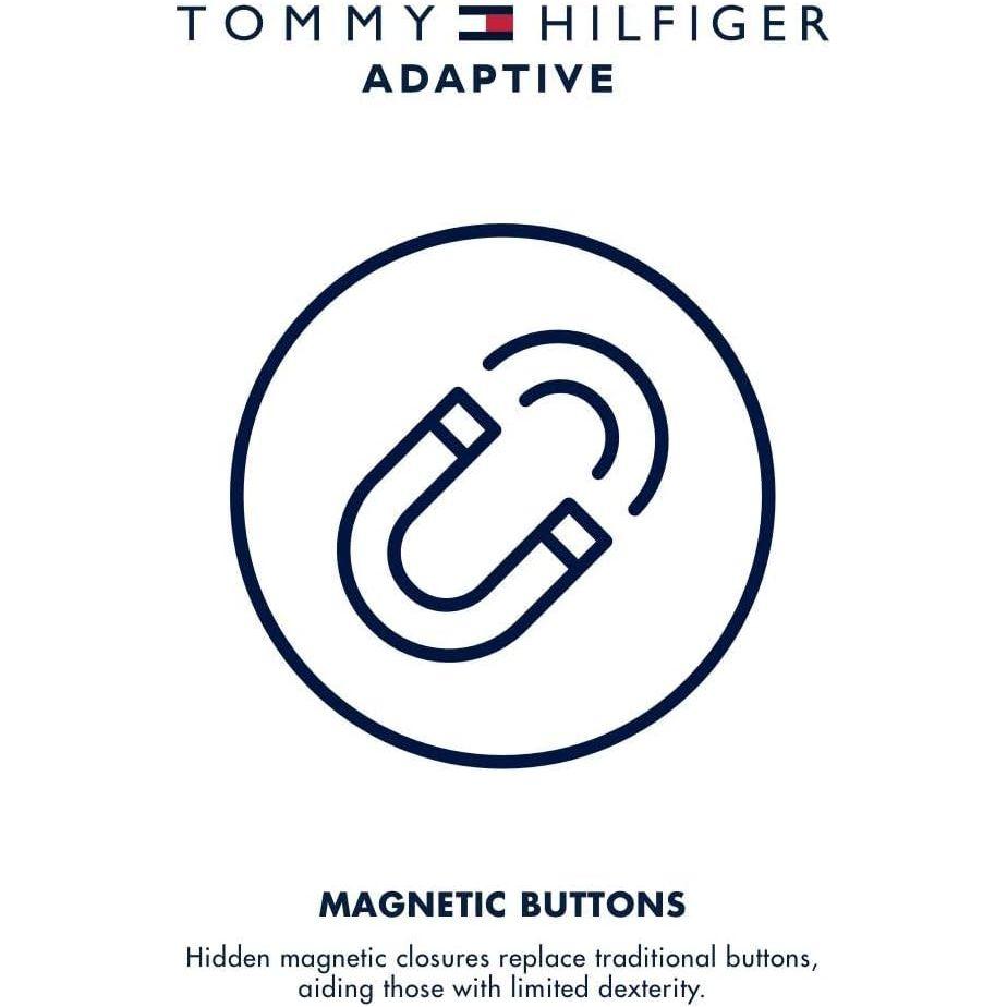 Tommy Hilfiger womens T Shirt with Magnetic Buttons Signature Stripe Tee T-Shirt