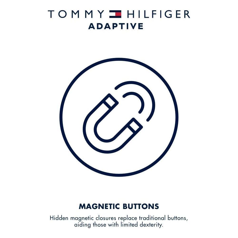 Tommy Hilfiger womens T Shirt with Magnetic Buttons Signature Stripe Tee T-Shirt