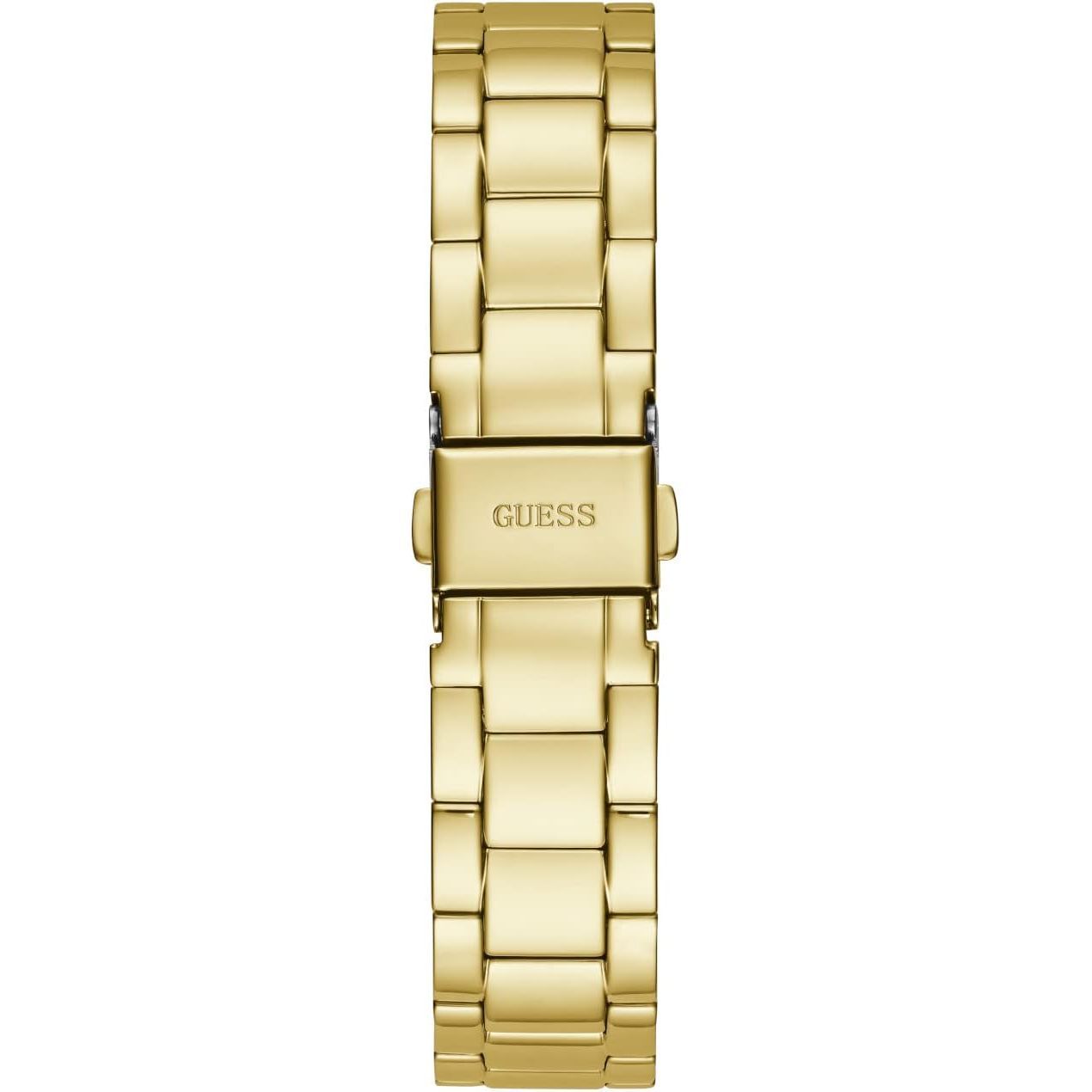GUESS 36mm Stainless Steel Day-Date Watch with Coin Edge Bezel