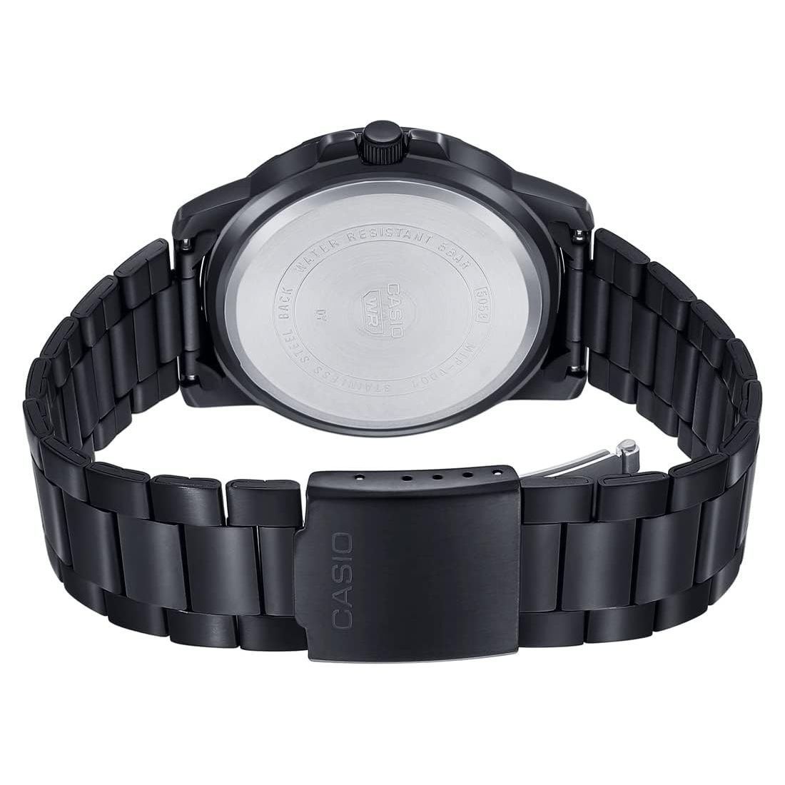 Casio Watch Men'sAnalog Black Dial Stainless Steel Black Ion Plated Band and Case MTP-VD01B-1BVUDF.