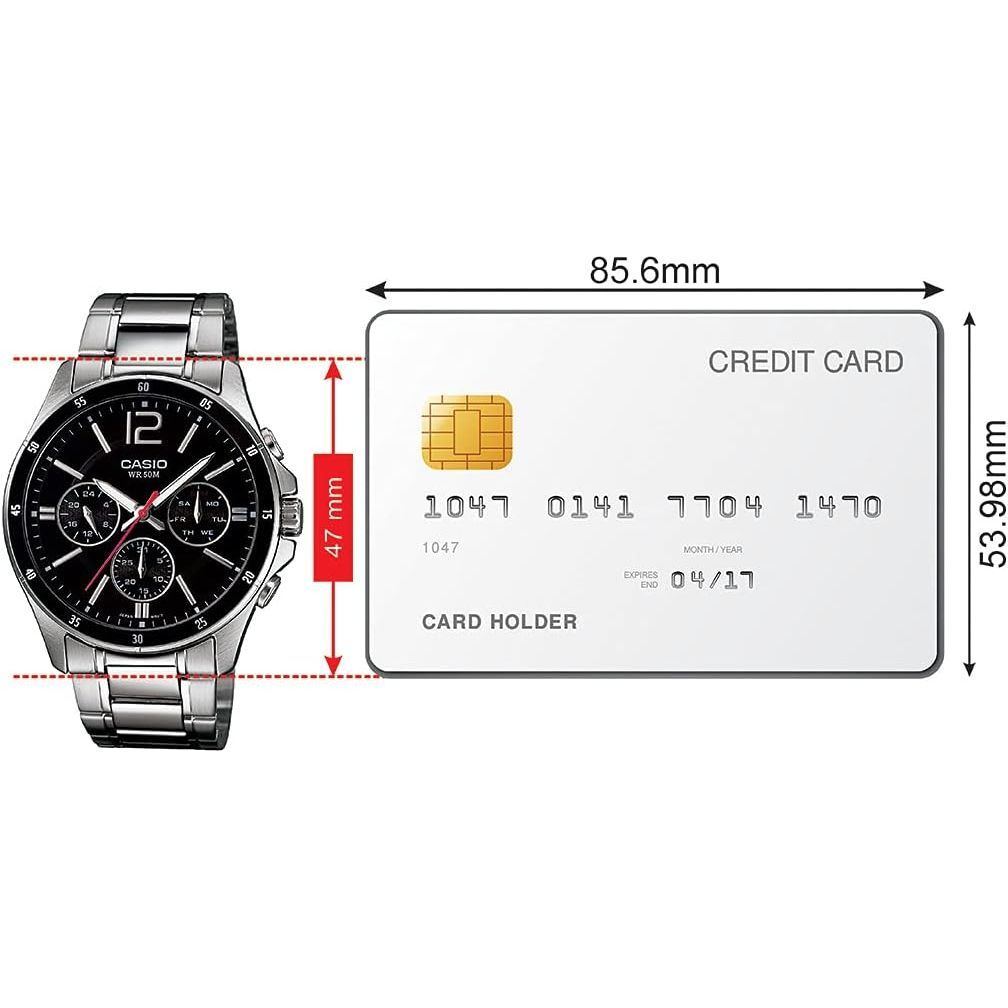 Casio Men's Dial Stainless Steel Band Watch - MTP-1374D-1AVDF