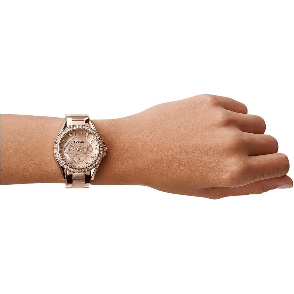 Fossil Women's Riley Stainless Steel Crystal-Accented Multifunction Quartz Watch, Riley Multifunction - ES2811