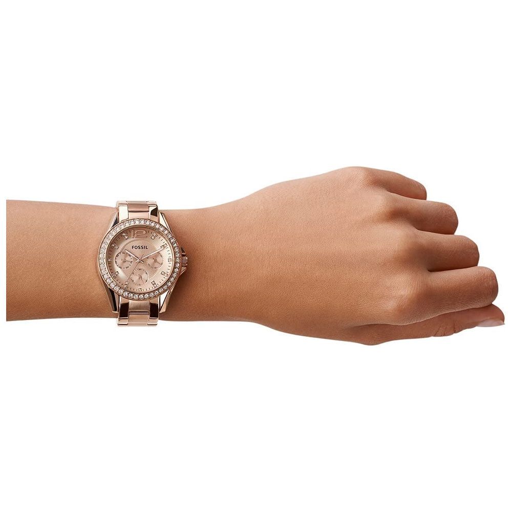 Fossil Women's Riley Stainless Steel Crystal-Accented Multifunction Quartz Watch, Riley Multifunction - ES2811