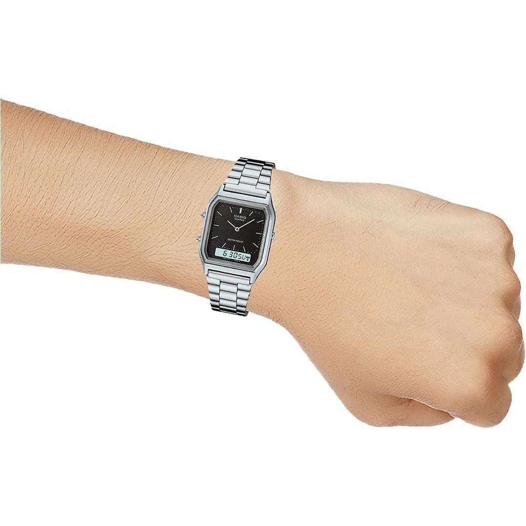 Casio Unisex-Adult Quartz Watch, Analog-Digital Display and Stainless Steel Strap