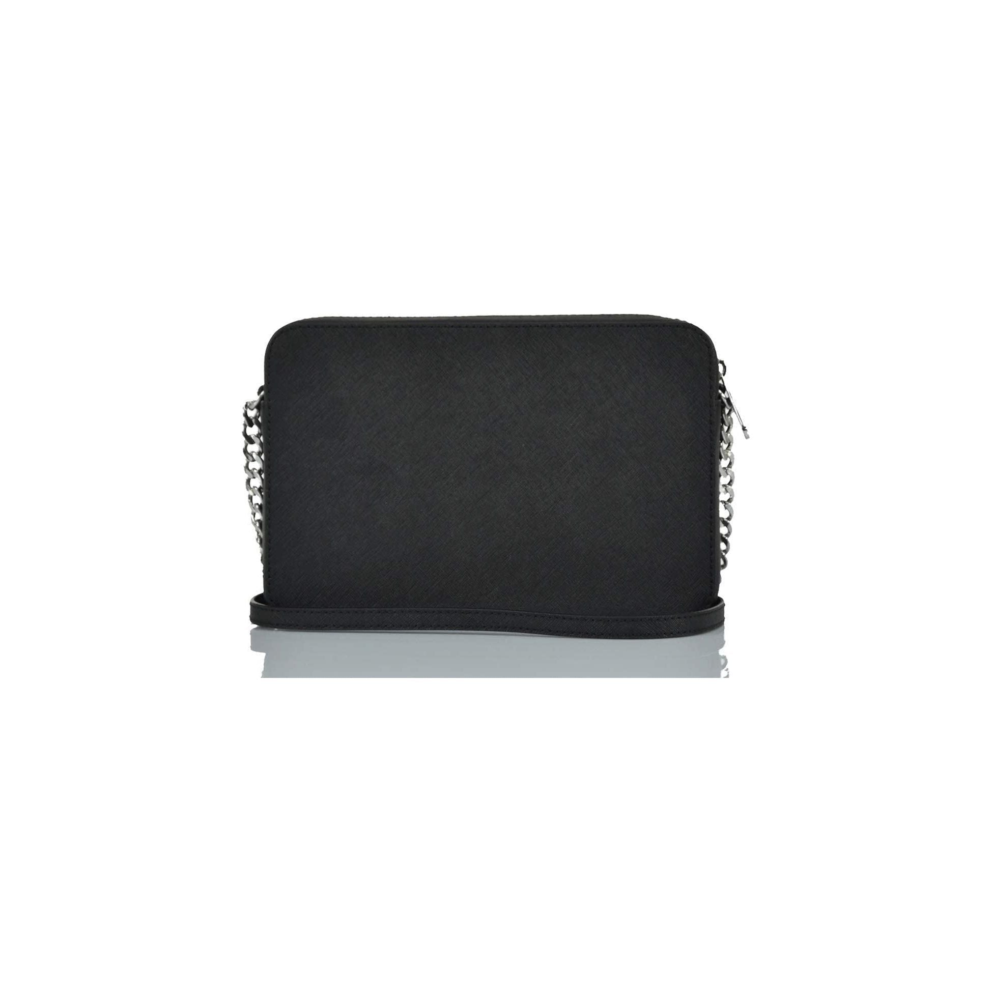 Michael Kors Jet Set Item Large East West Saffiano Leather Cross-body, Black/Silver, Large