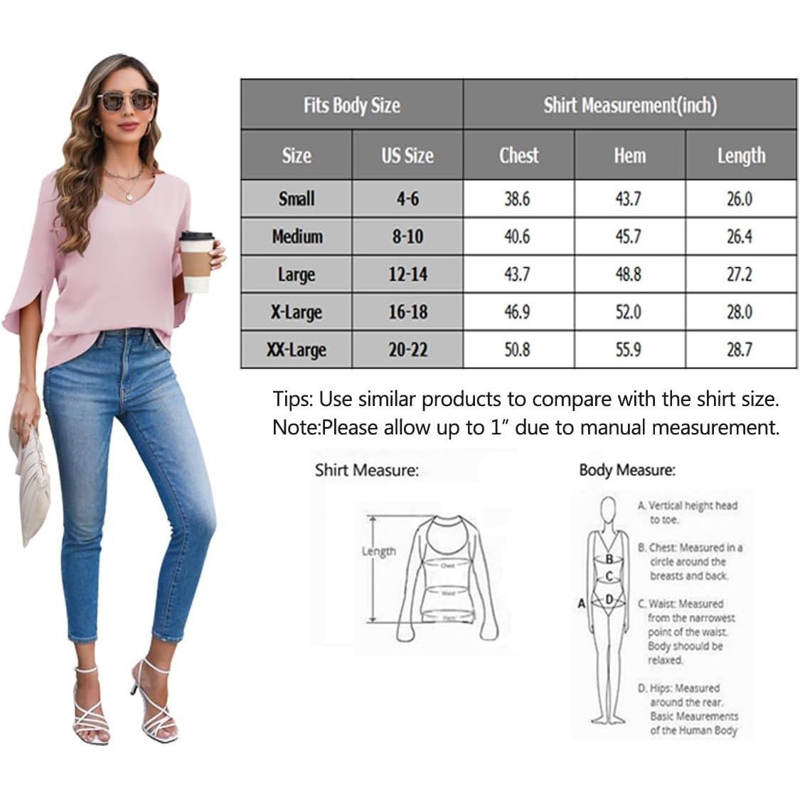 Halife Womens Blouses Dressy Casual 3/4 Sleeve V Neck Loose Tunic Shirts Tops