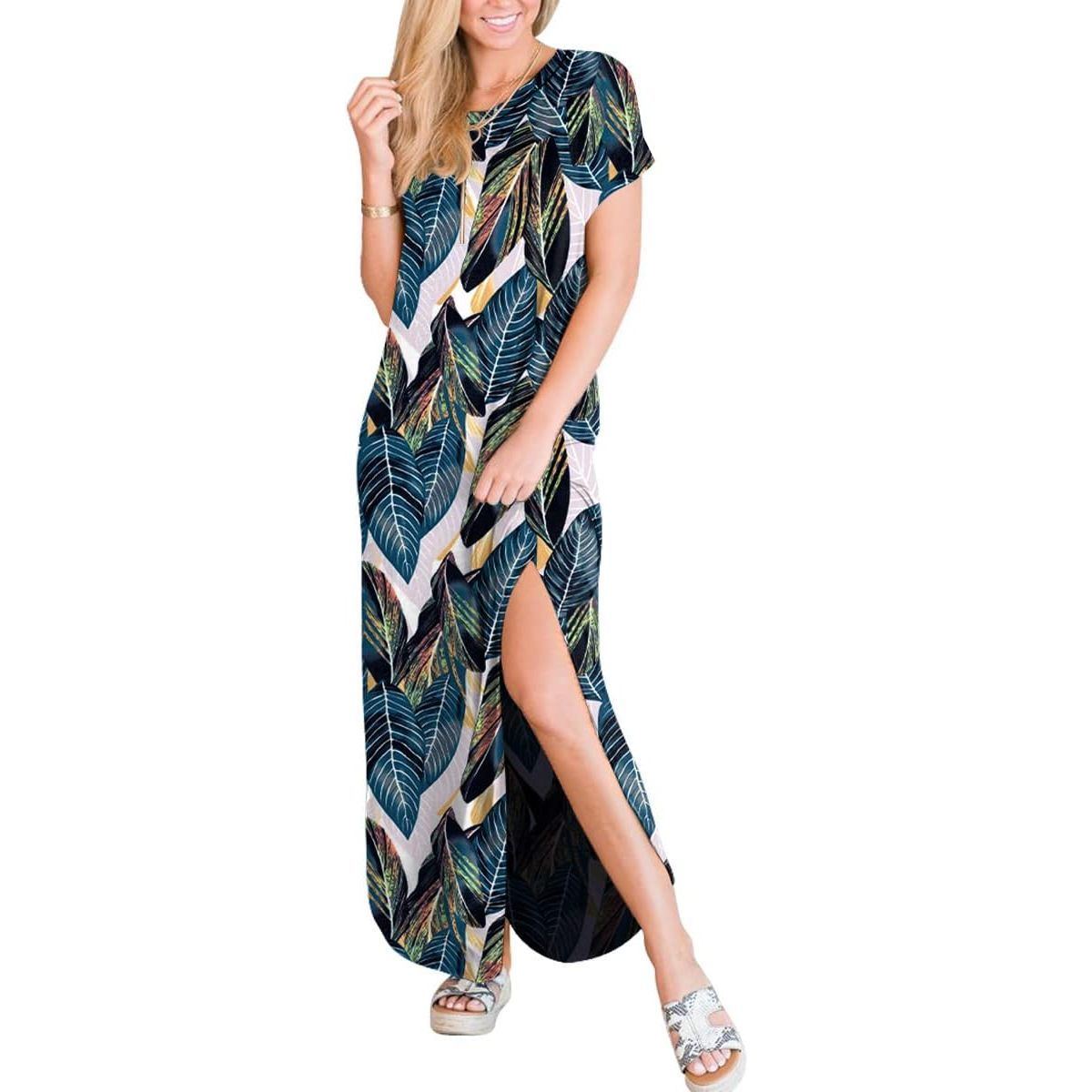 ANRABESS Women's Casual Loose Maxi Dress Sleeveless Slit Summer Beach Dress with Pockets