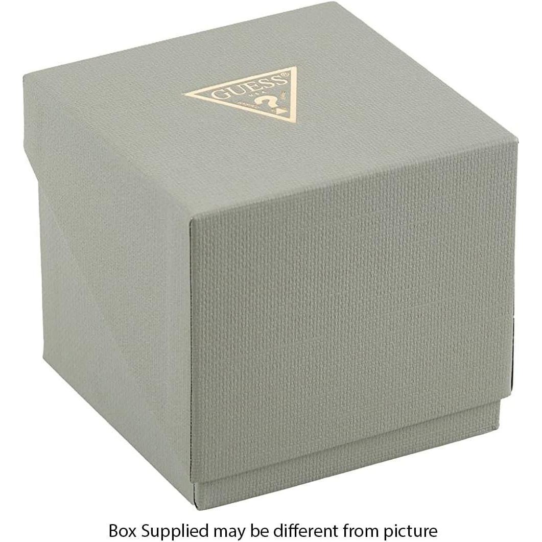 GUESS 36mm Stainless Steel Day-Date Watch with Coin Edge Bezel