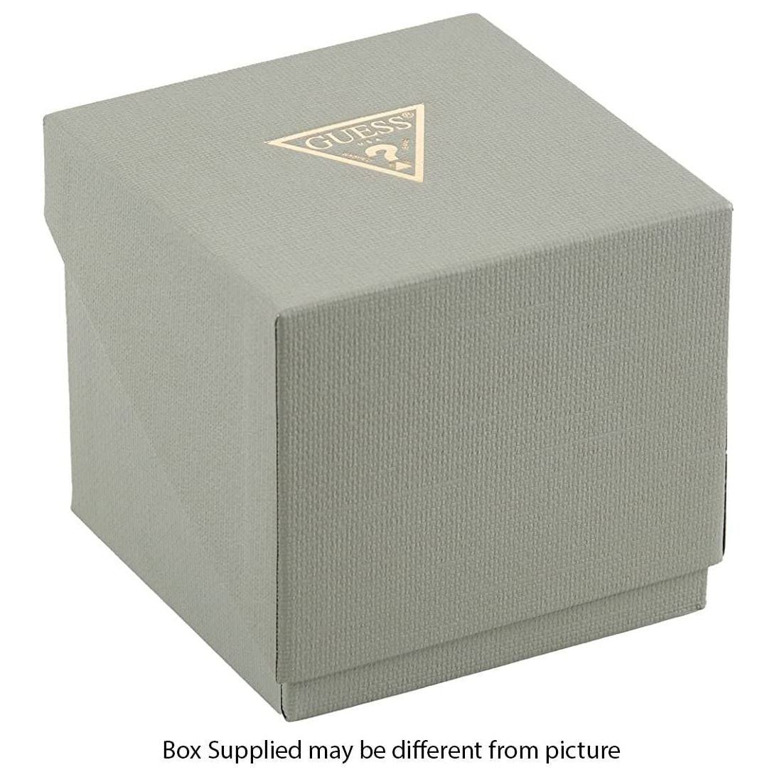 GUESS 36mm Stainless Steel Day-Date Watch with Coin Edge Bezel