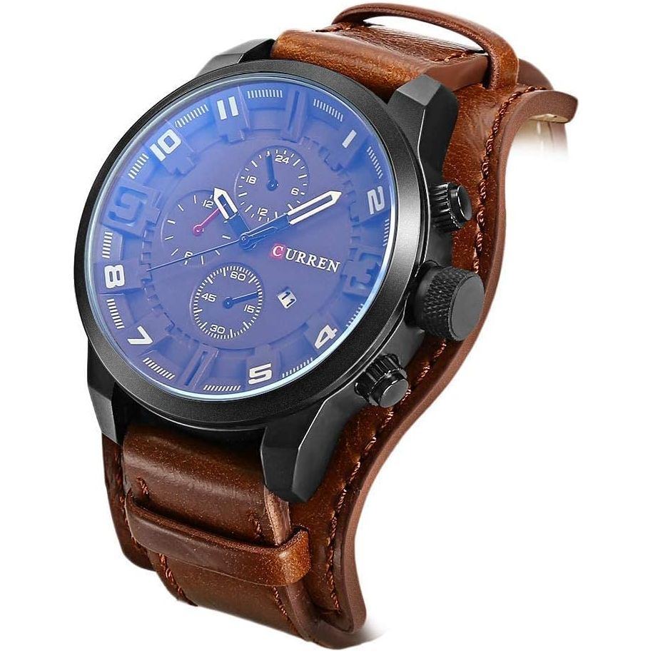 Curren 8225 Casual Decorative Sub-dial Male Quartz Watch Brown watch for Men - Casual Watch Brown