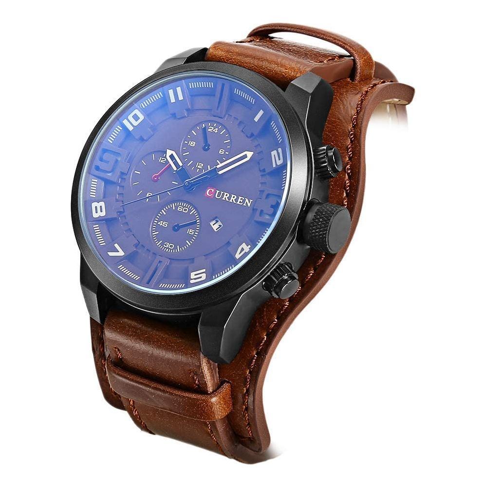 Curren 8225 Casual Decorative Sub-dial Male Quartz Watch Brown watch for Men - Casual Watch Brown