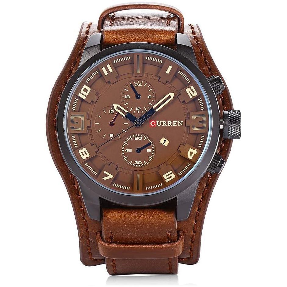 Curren 8225 Casual Decorative Sub-dial Male Quartz Watch Brown watch for Men - Casual Watch Brown