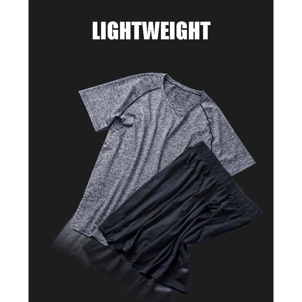Men's Workout Clothes Athletic Shorts Shirt Set for Basketball Football Gym Sports.