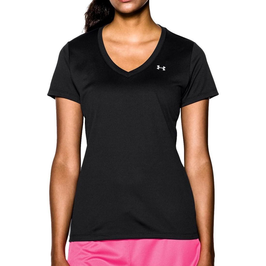 Under Armour Women's TECH SS - SOLID-BLK//MSV Tech short sleeve v-neck (pack of 1)