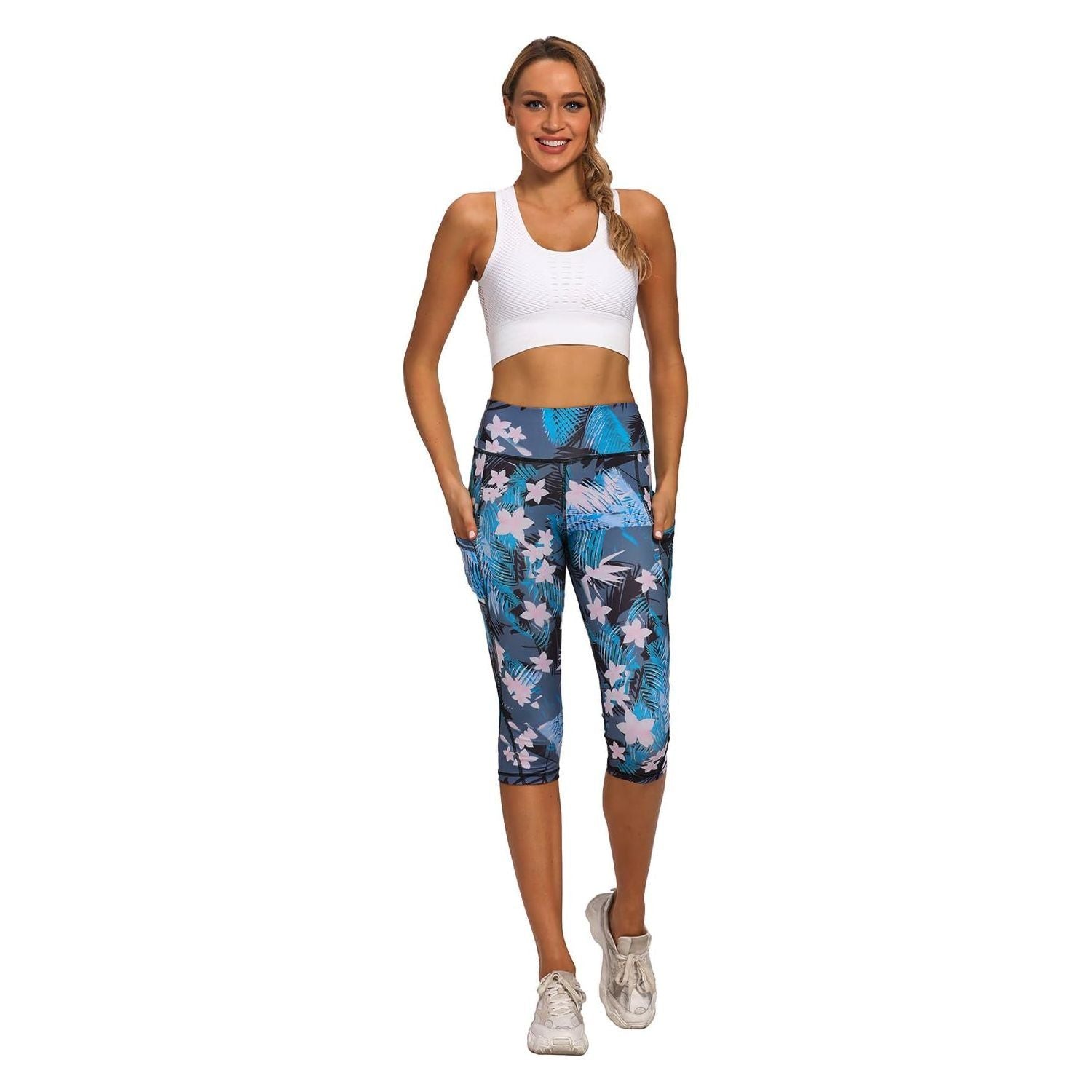 Women's Capri Yoga Pants with Pockets Workout High Waisted Sports Leggings