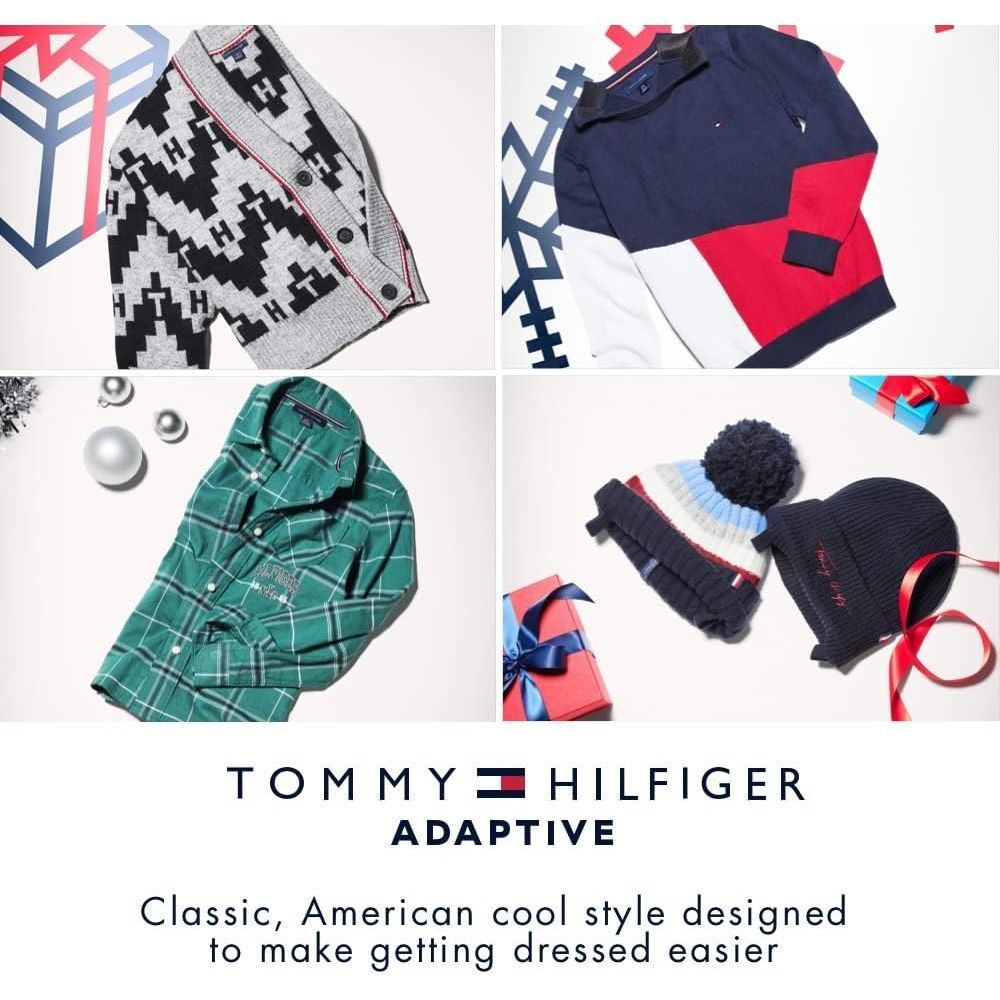 Tommy Hilfiger womens T Shirt with Magnetic Buttons Signature Stripe Tee T-Shirt