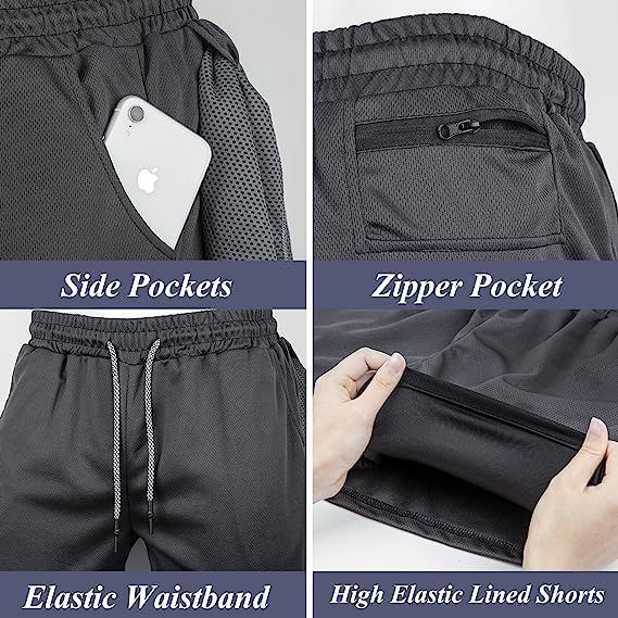 BananHome Men's 2 in 1 Running Shorts Gym Workout Quick Dry Mens Shorts Mens Athletic Shorts with Towel Loop and Phone Pocket