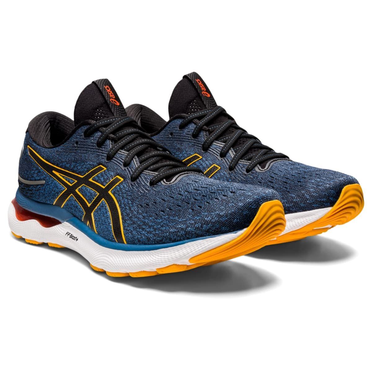 ASICS Nimbus 24 Road Running Shoe for Man Blue Orange