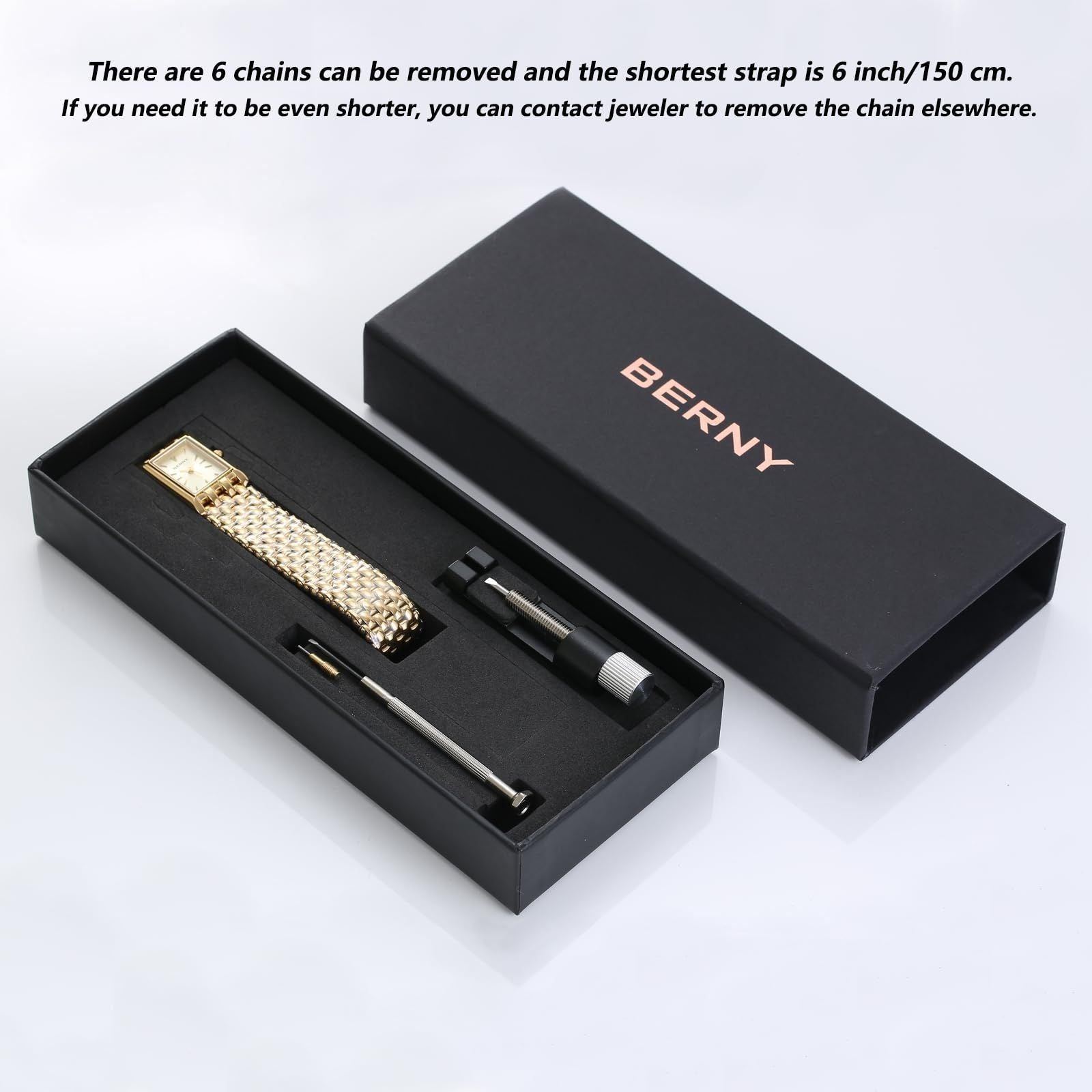 BERNY Gold Watches for Women Updated Ladies Quartz Wrist Watches Stainless Steel Band Womens Small Gold Watch Luxury Casual Fashion Bracelet Tools Included