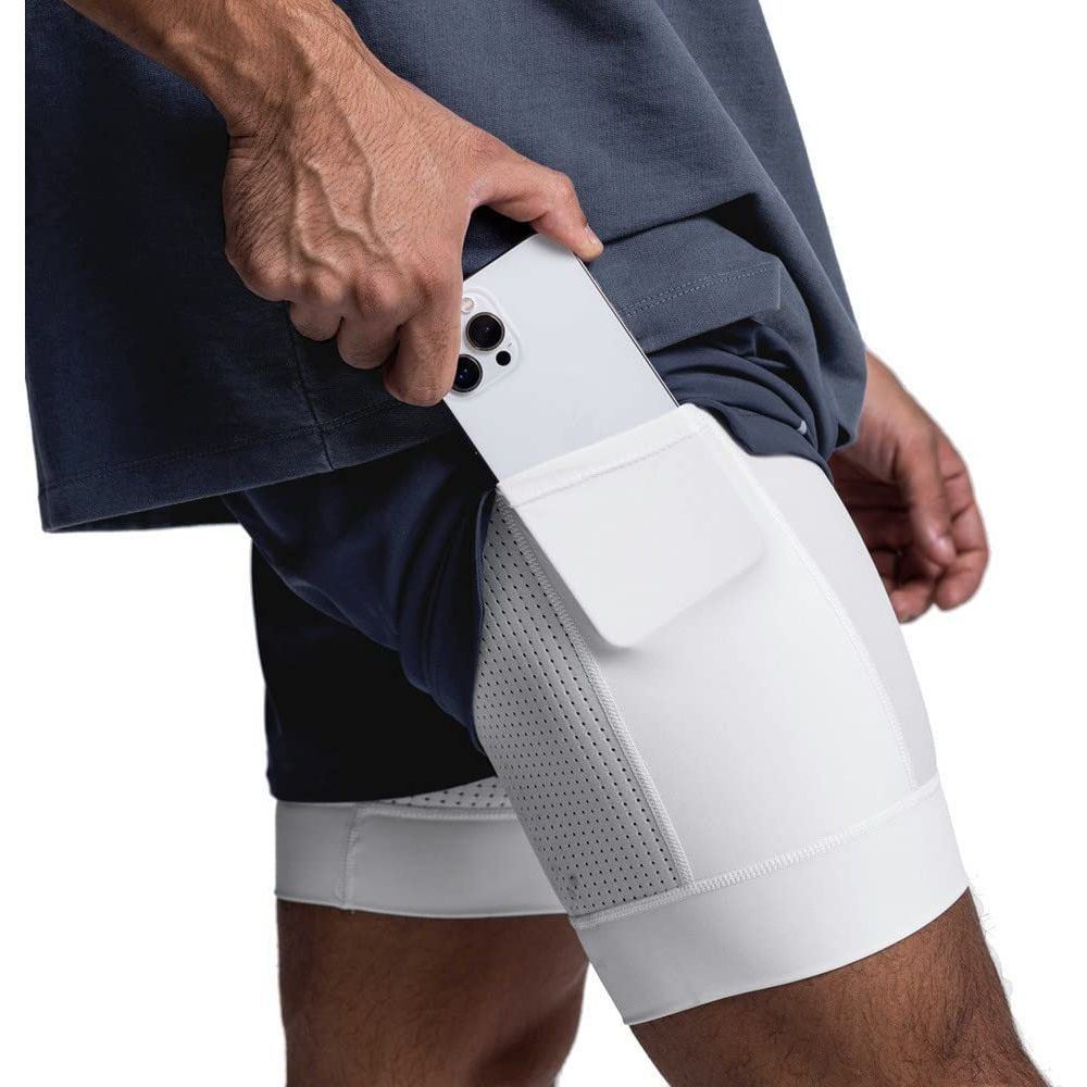 Mens Running Shorts,Workout Running Shorts for Men, 2-in-1 Stealth Shorts, Men's Activewear Quick Dry Gym Yoga Outdoor Sports Shorts with Phone Pockets