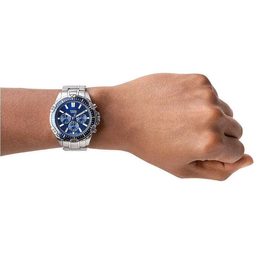 Fossil Garrett Men's Blue Dial Stainless Steel Analog Watch - FS5623