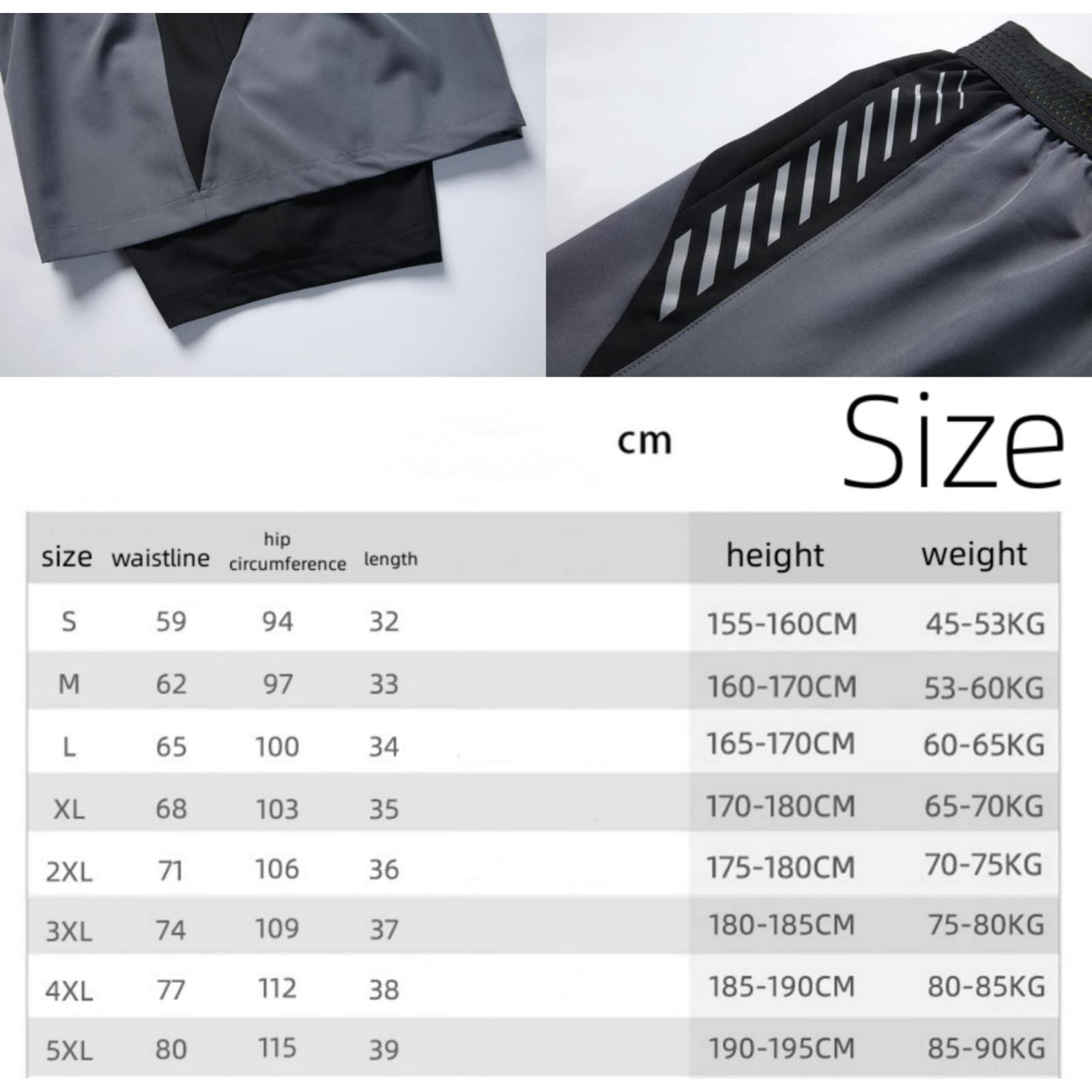 HONPOLO Men Activewear Shorts Outdoor Sports Shorts Quick-Drying Sports Fake 2-Piece Lined Swimming Trunks Sweat-Absorbing Soft Breathable Phone Pocket Night Vision Reflective