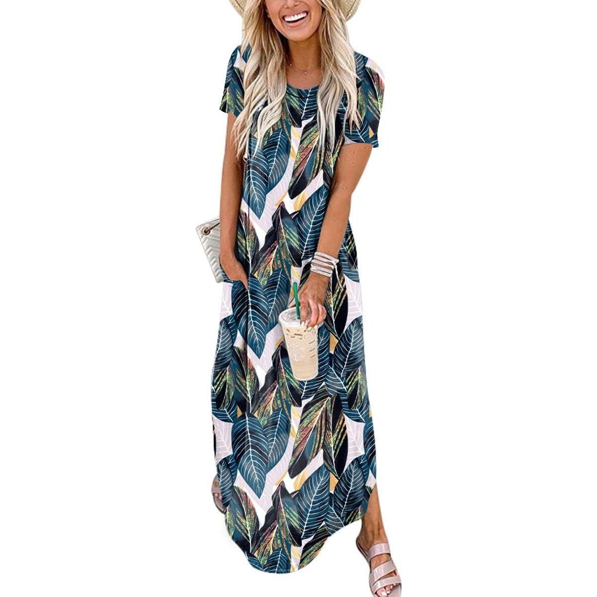 ANRABESS Women's Casual Loose Maxi Dress Sleeveless Slit Summer Beach Dress with Pockets