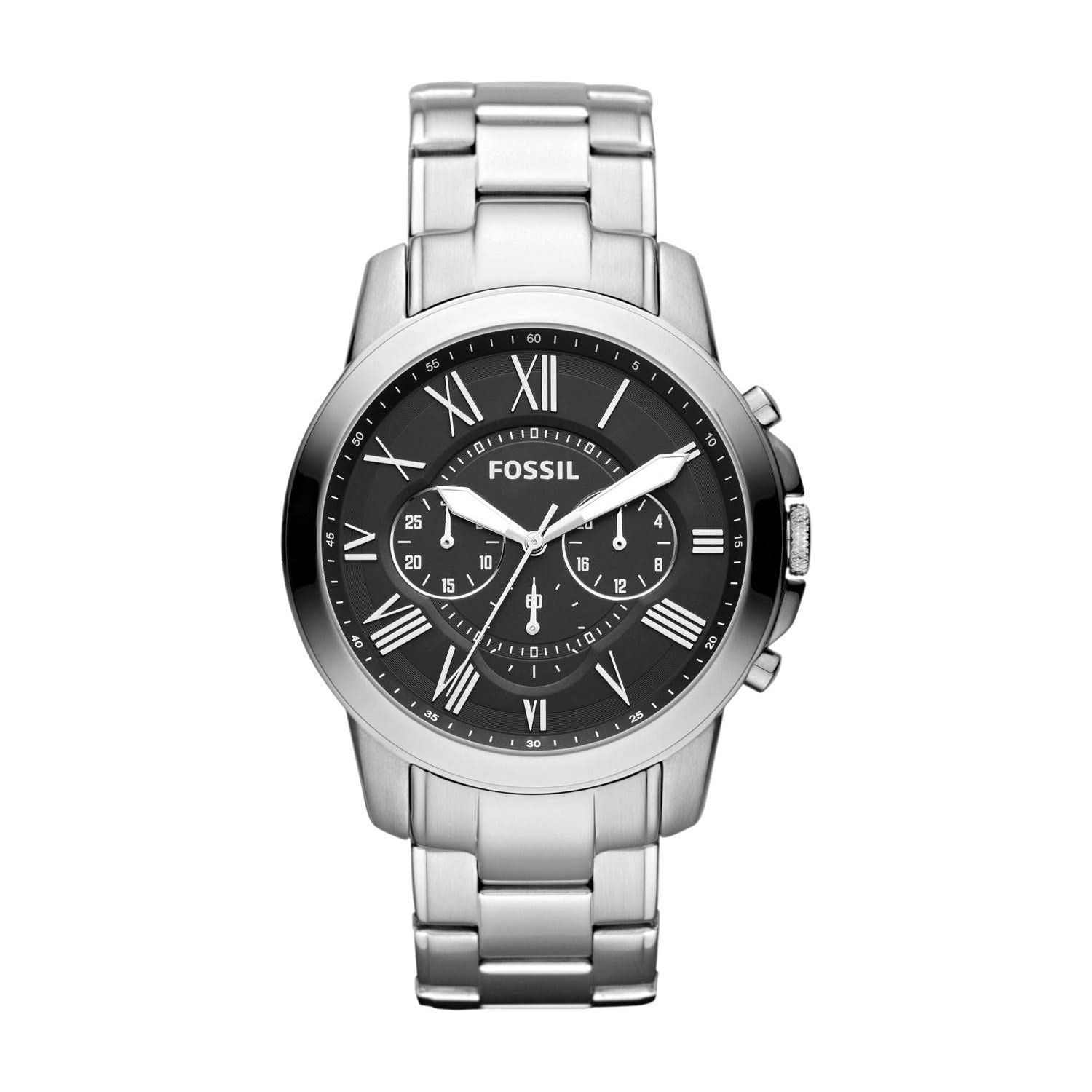 Fossil Men's 44mm Grant Roman Stainless Steel Watch
