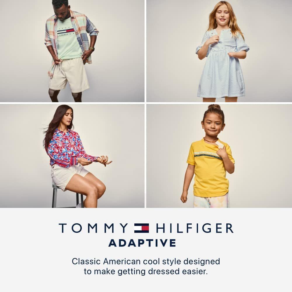 Tommy Hilfiger womens T Shirt with Magnetic Buttons Signature Stripe Tee T-Shirt