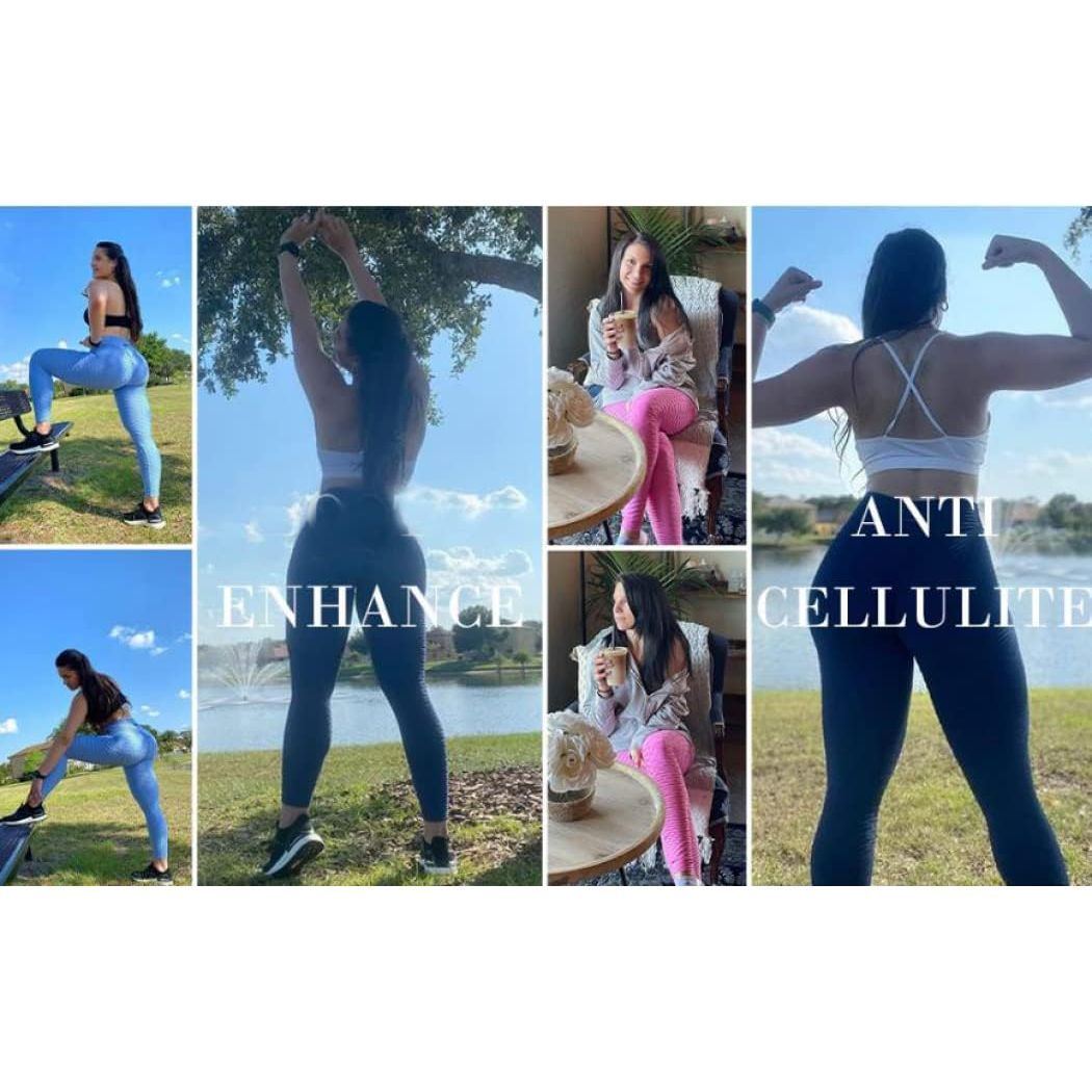 Goodern Women V Cross Waist Scrunch Butt Lifting Leggings High Waisted Workout Yoga Pants Tummy Control Workout Running Pants Crossover Legging Seamless Stretchy Activewear Slimming Leggings-Blue