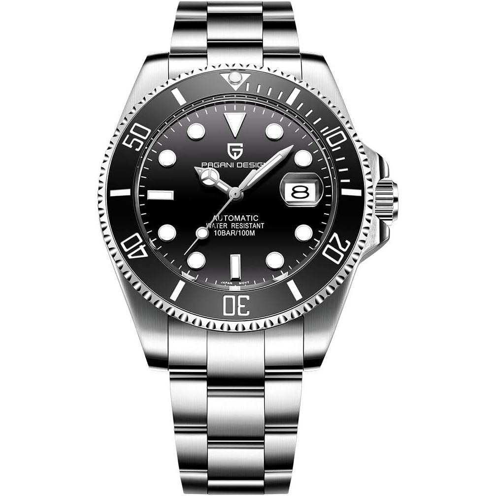 Pagani Design Men’s Automatic Mechanical Wrist Watches Japanese NH35A Self Winding Movement Stainless Steel Bracelet Ceramic Bezel 100M Waterproof Watch