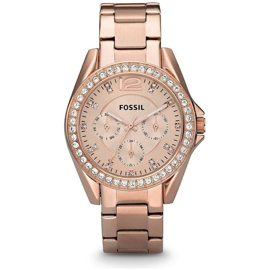 Fossil Women's Riley Stainless Steel Crystal-Accented Multifunction Quartz Watch, Riley Multifunction - ES2811