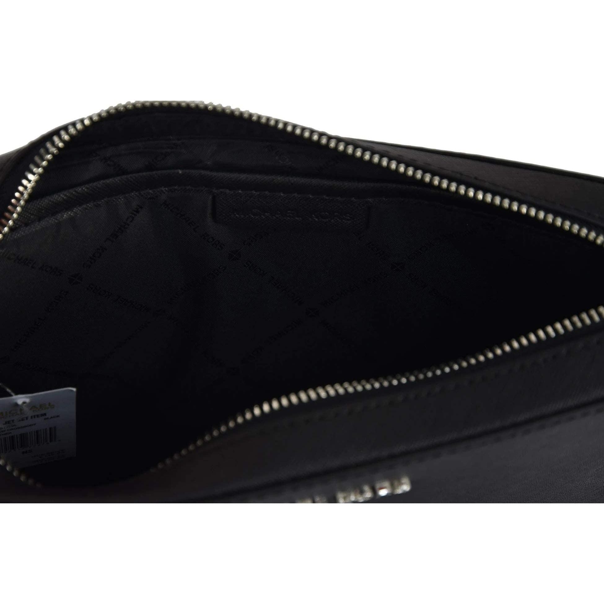 Michael Kors Jet Set Item Large East West Saffiano Leather Cross-body, Black/Silver, Large