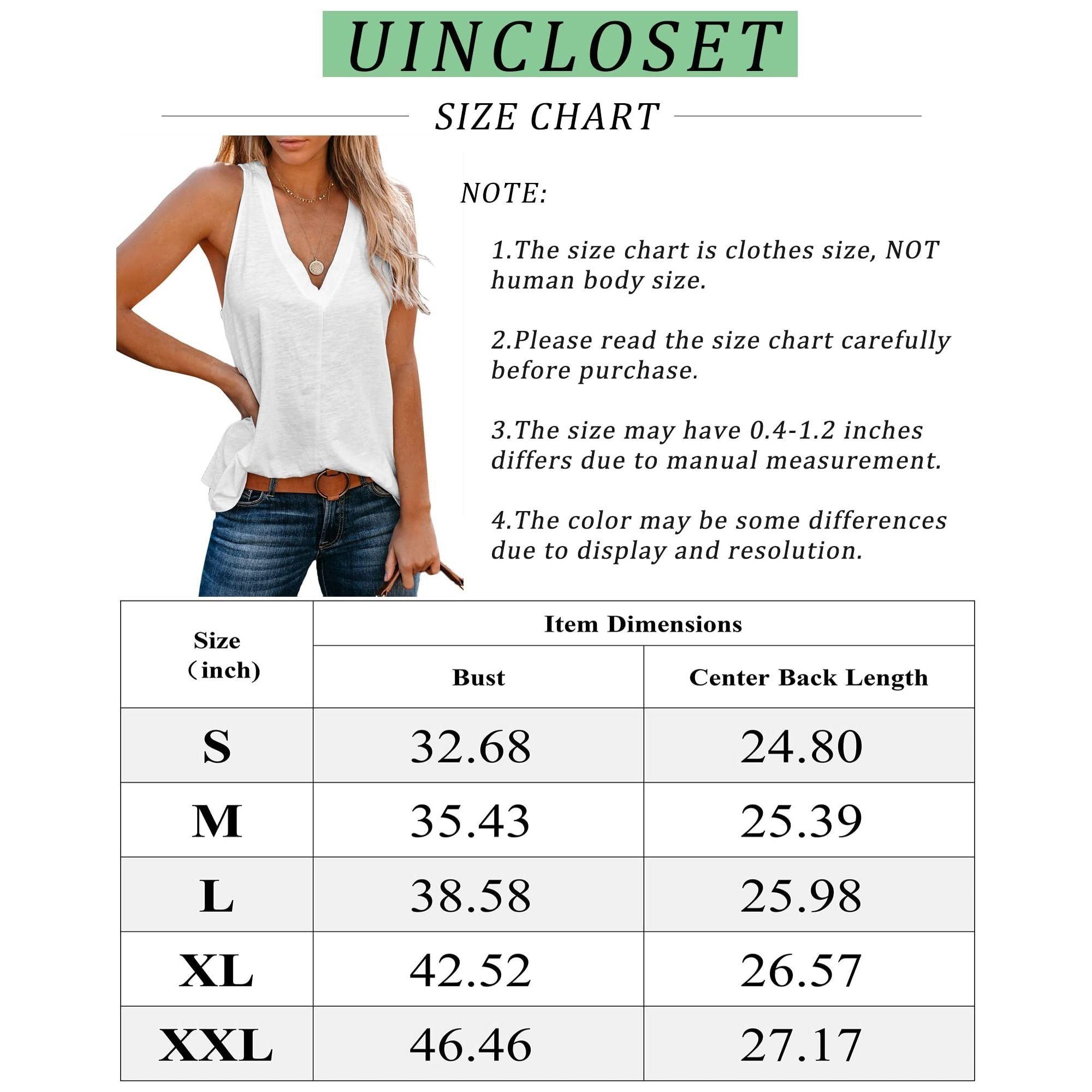 Uincloset Women's Summer Basic Sleeveless V Neck Casual Tank Tops Loose Shirts