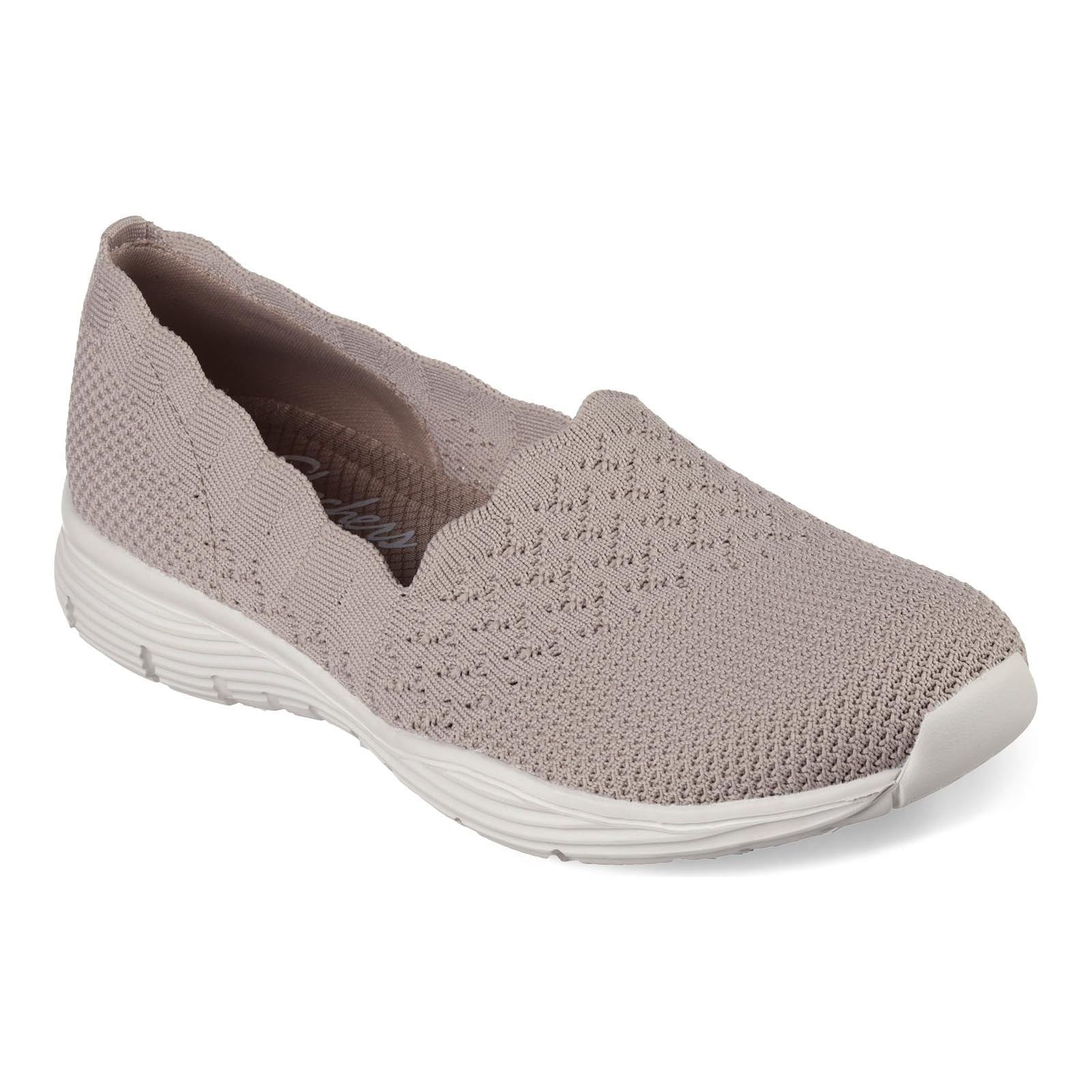 Skechers Women's Seager-STAT-Scalloped Collar, Engineered Skech-Knit Slip-On-Classic Fit Loafer