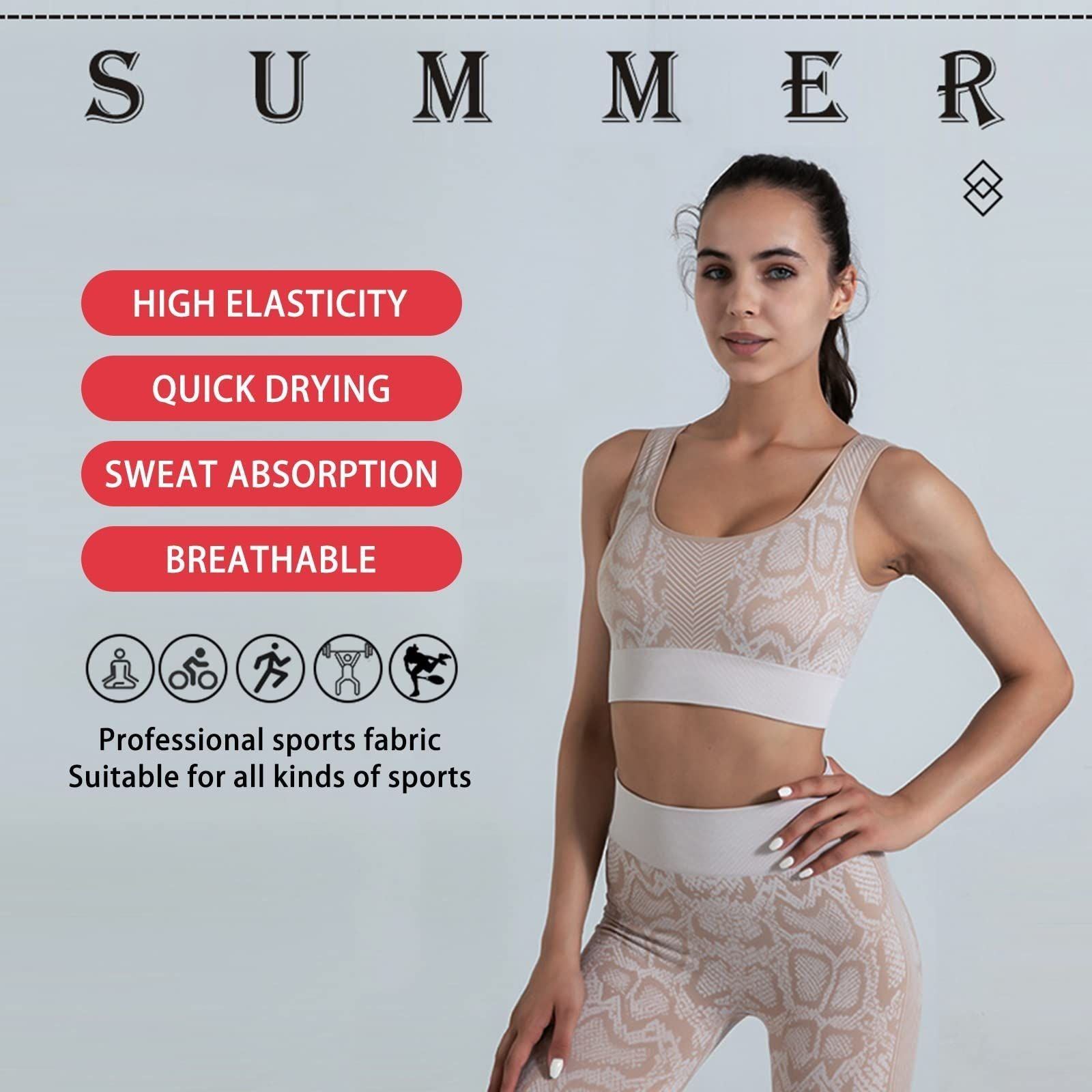 Occuwzz® 2 Pieces Seamless High Waist Yoga Shorts Sleeveless Crop Top, Tummy Control Butt Lift Slim Stretchable Tights Waist Compression Fitness Gym for Women